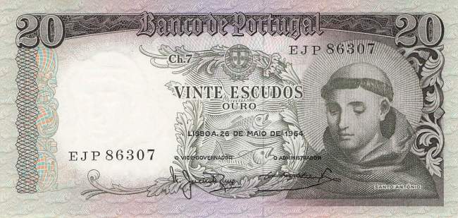 20 Escudos 26.5.1964 p.167a-2